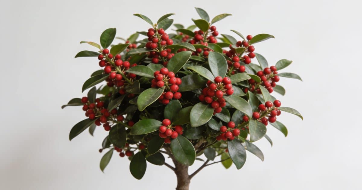 Buisson persistant de sarcocoque aux baies rouges