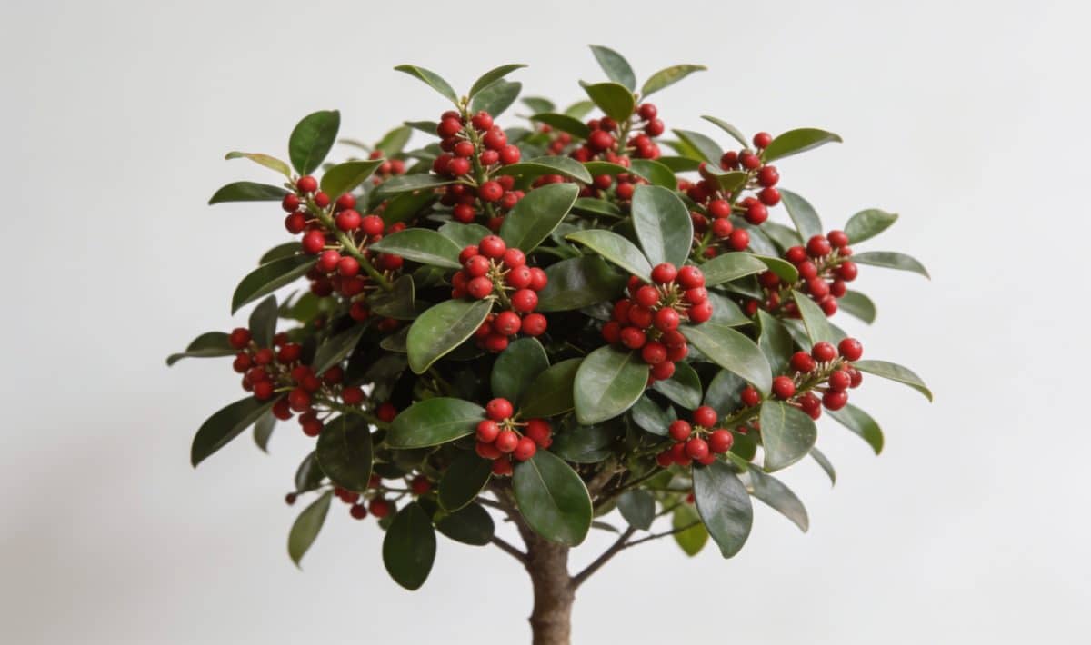 Buisson persistant de sarcocoque aux baies rouges