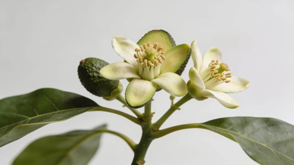 Fleurs d avocatier en gros plan avec etamines
