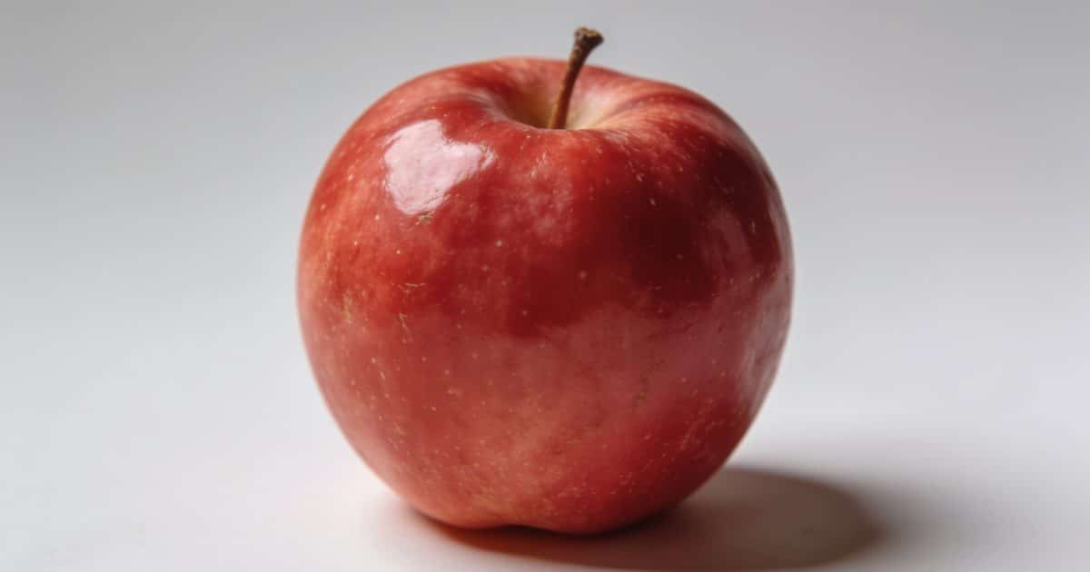 Gros plan sur une pomme rouge brillante Fuji