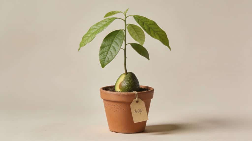 Jeune plant d avocatier en pot etiquete prix